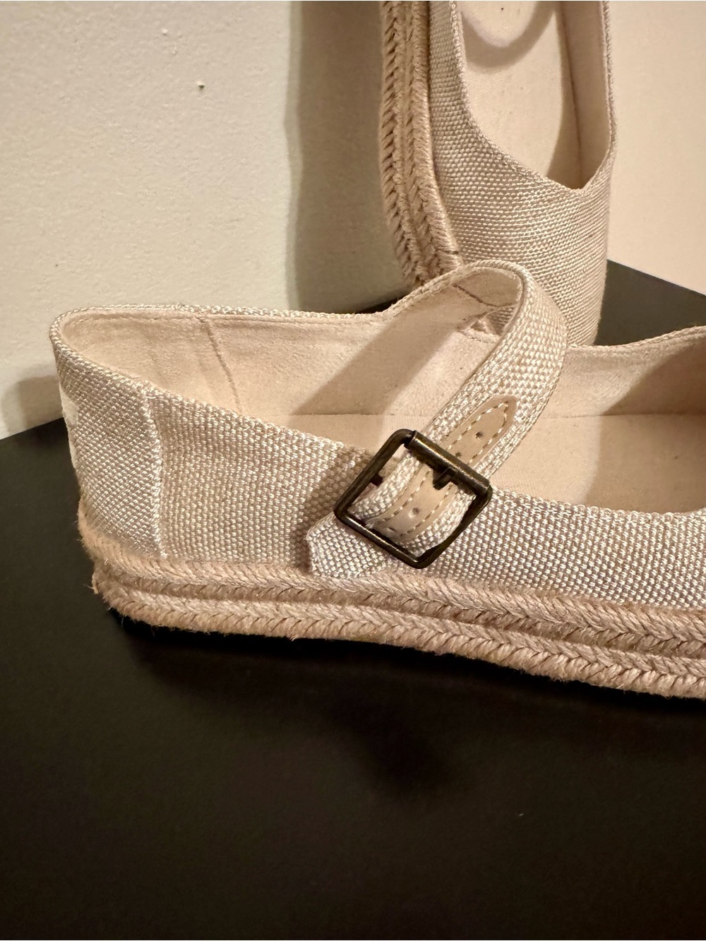 TOMS Natural Canvas Mary Jane Espadrilles with Buckle - Picture 10 of 11